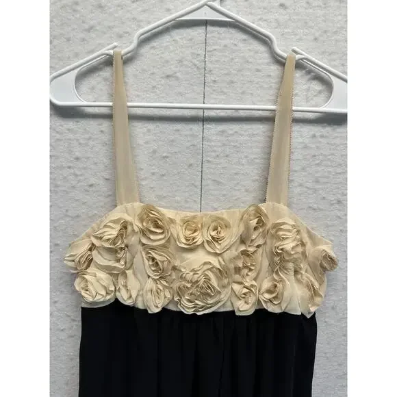 NWT Twenty One Women M Dress Black Cream Roses Lined Cocktail Whimsigoth Fairy‎ - Picture 4 of 12